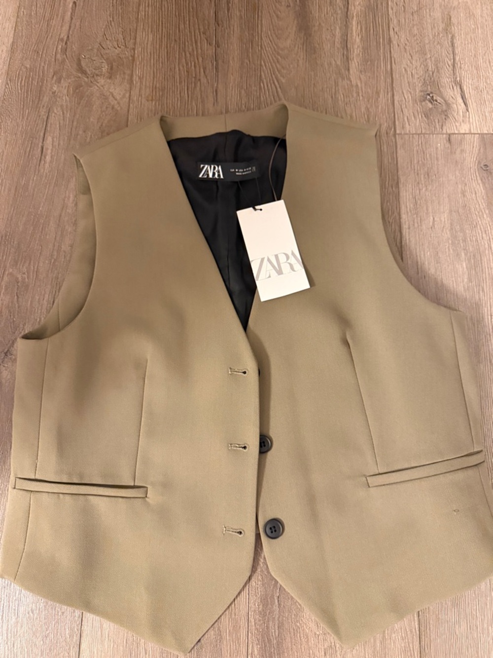 ZARA Olive-Tan Tailored Waistcoat
